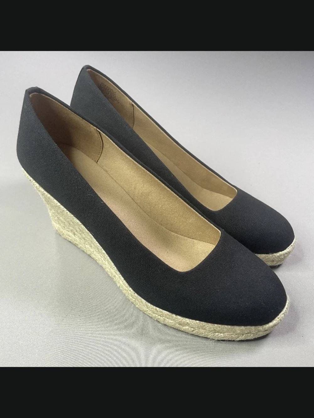 NEW J Crew Shoes Womens 8 black brown wedge heels jute preppy summer casual